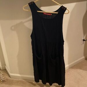Black pinafore linen dress